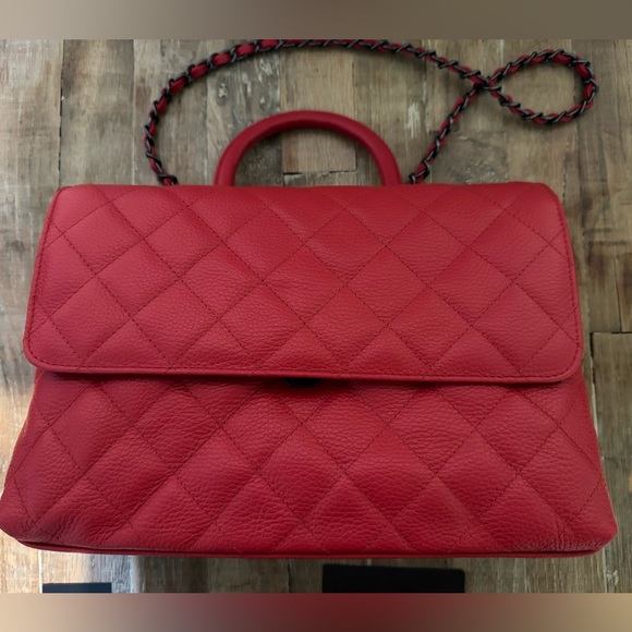 Red caviar leather designer quilted maxi flap bag by Virsa bag - Picture 4 of 13